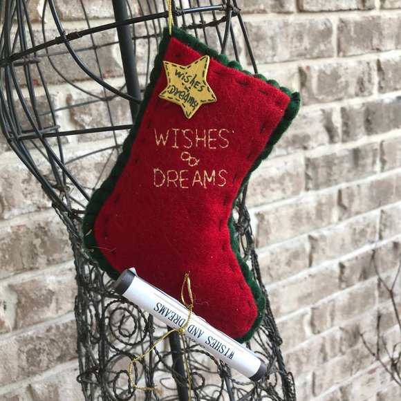 Wishes & Dreams Christmas Stocking Ornament VTG - Picture 2 of 9
